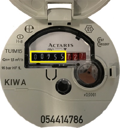 Example of a water meter reading